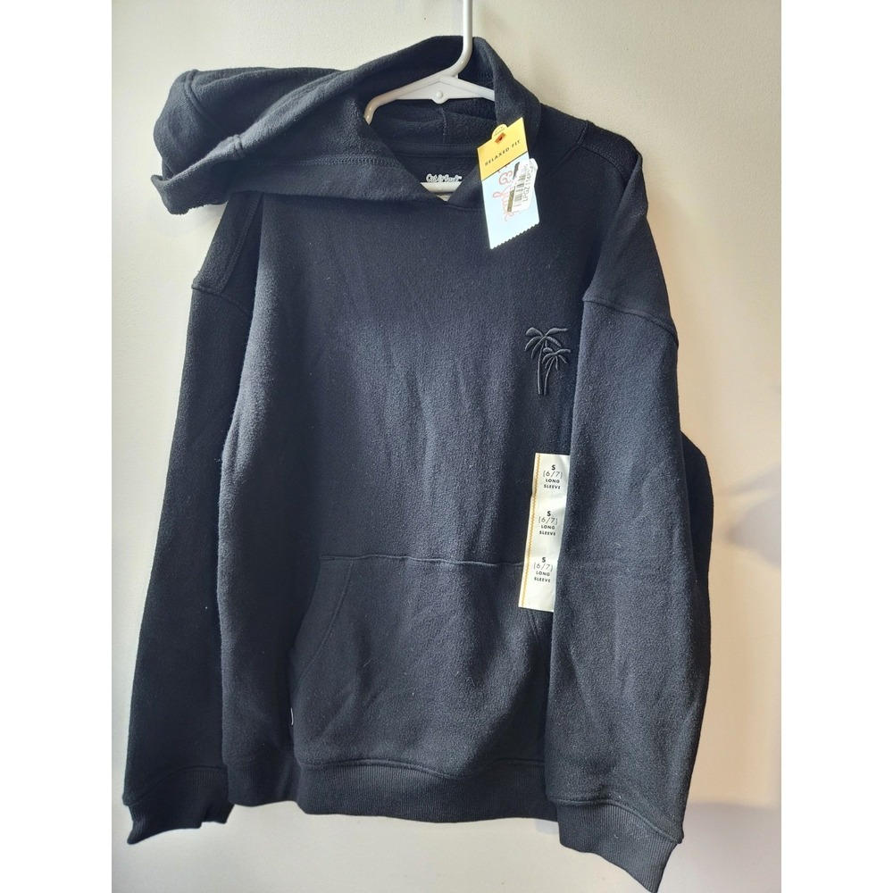 Cat & Jack Kids Black Hoodie Size S (6/7) Palm Tree‎ Embroidered Relaxed Fit